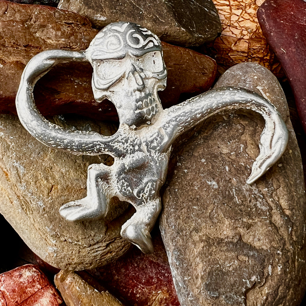 sterling silver skull monkey pendant