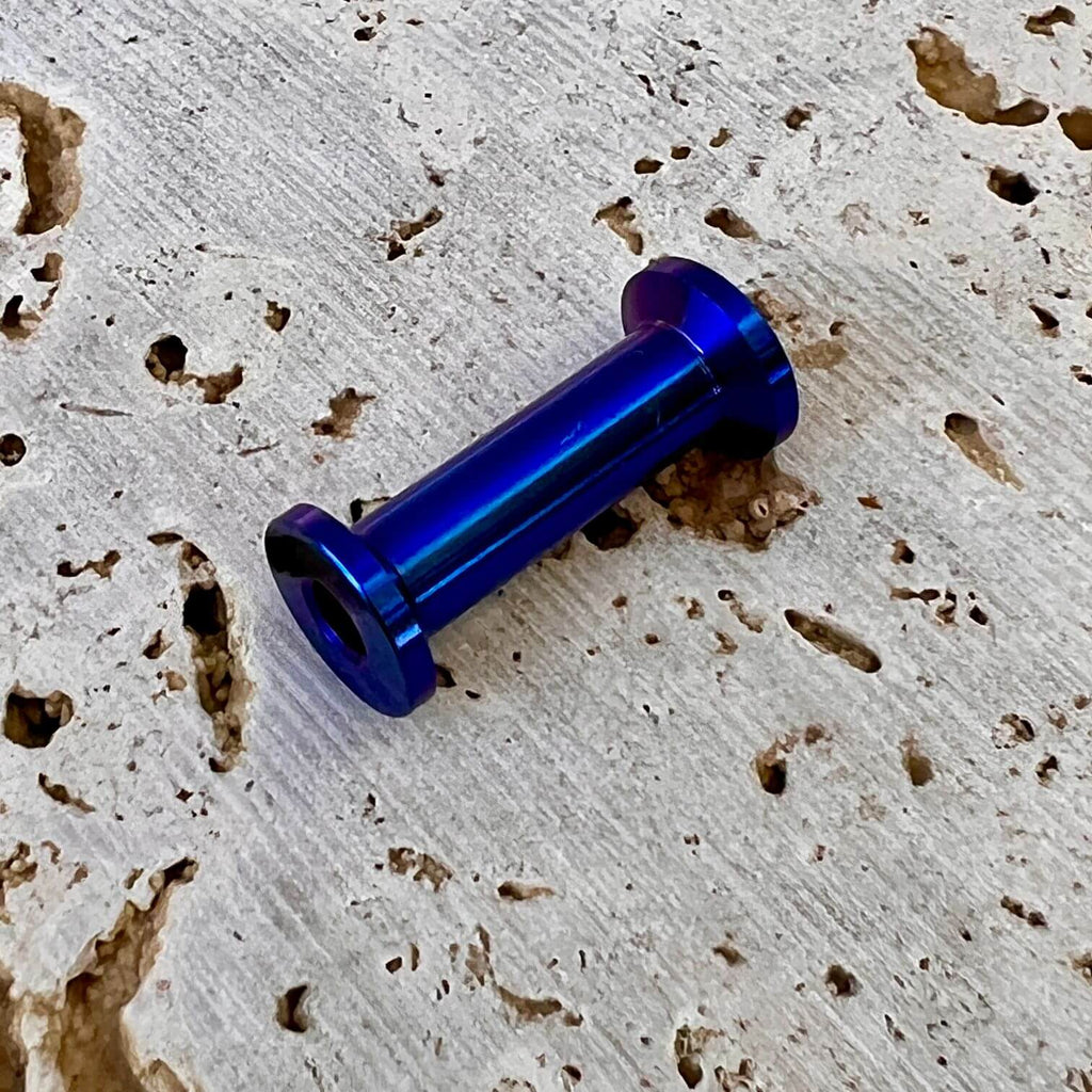 titanium thread bobbin spool with blue anodizing