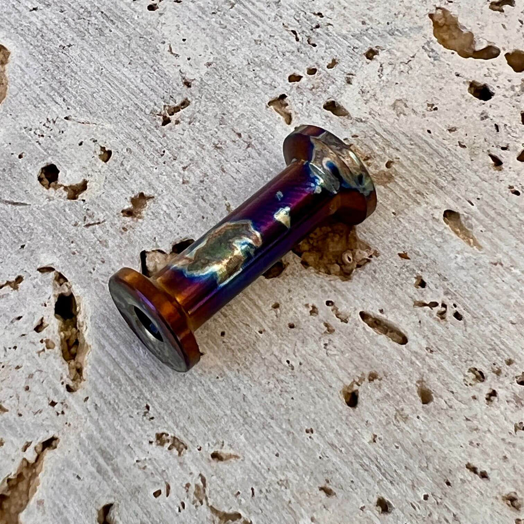 titanium thread bobbin spool with blue smoke anodizing