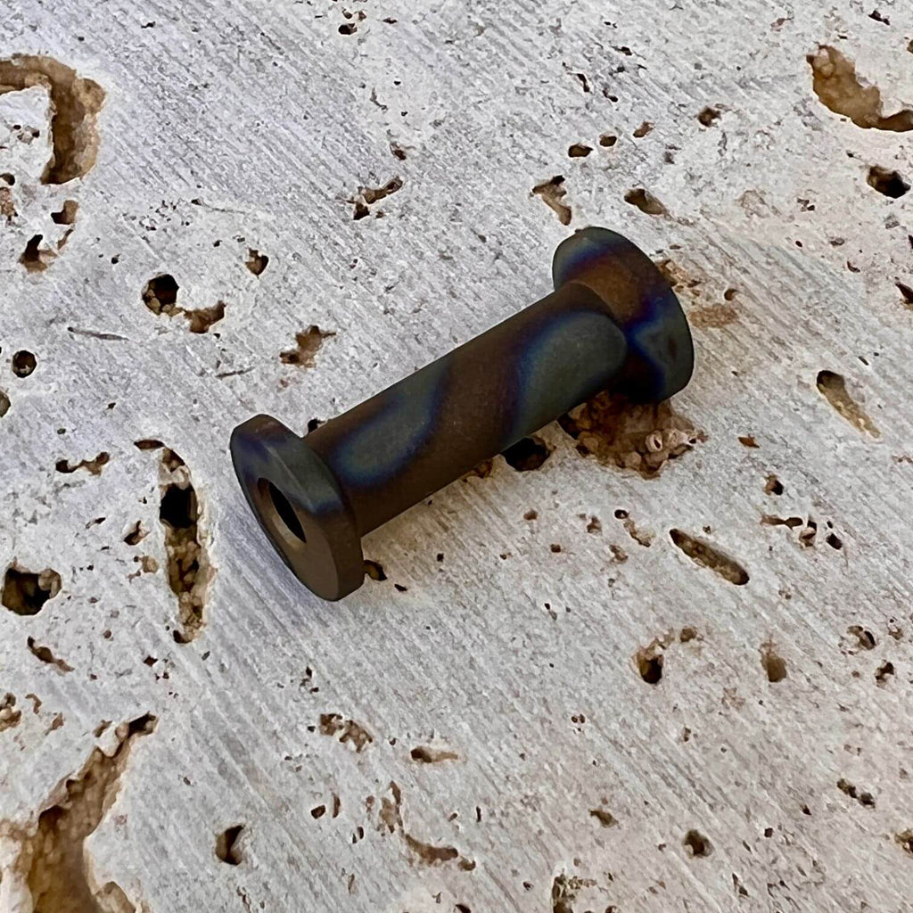 titanium thread bobbin spool with sandblasted random finish