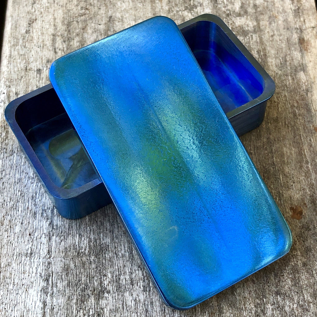 Exo Vault Titanium Storage Stash Box Blue Anodizing - Ti Survival