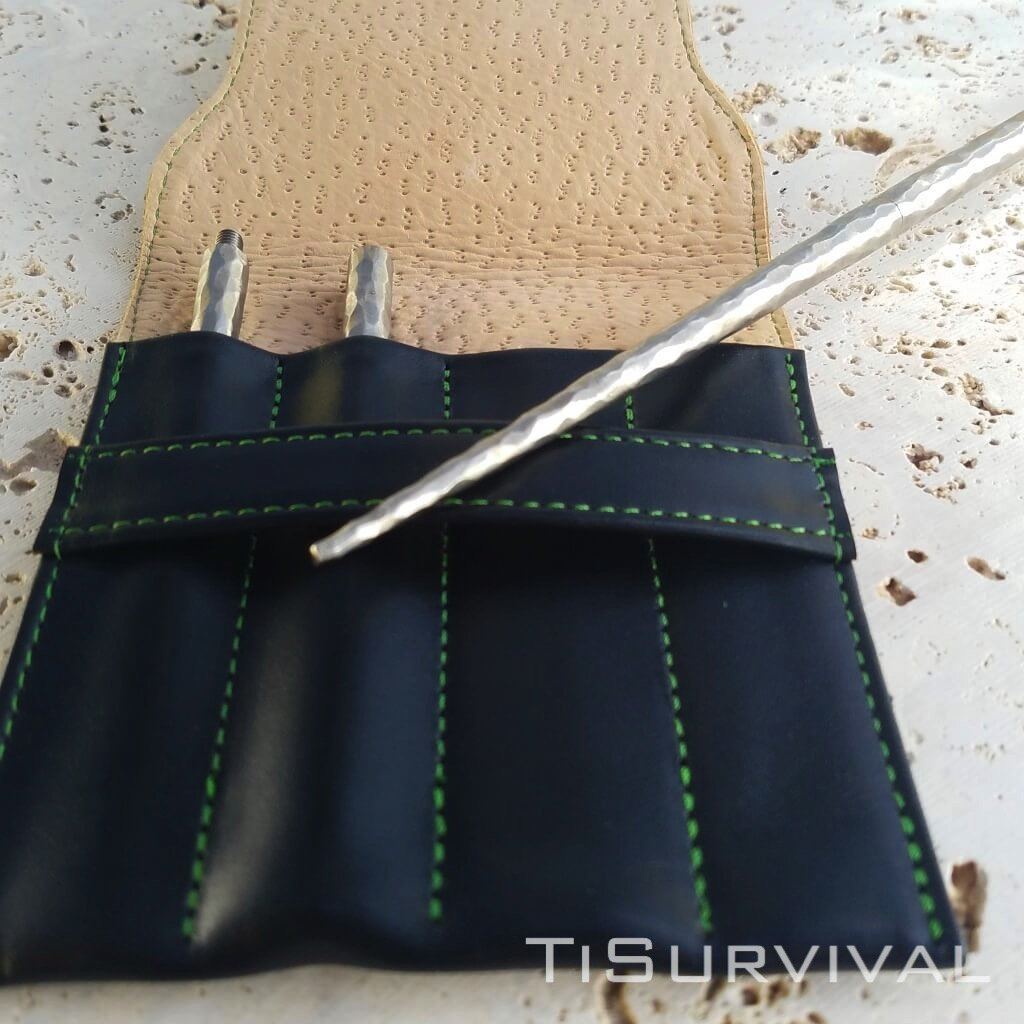 Modular Titanium Chopsticks with Leather Sheath