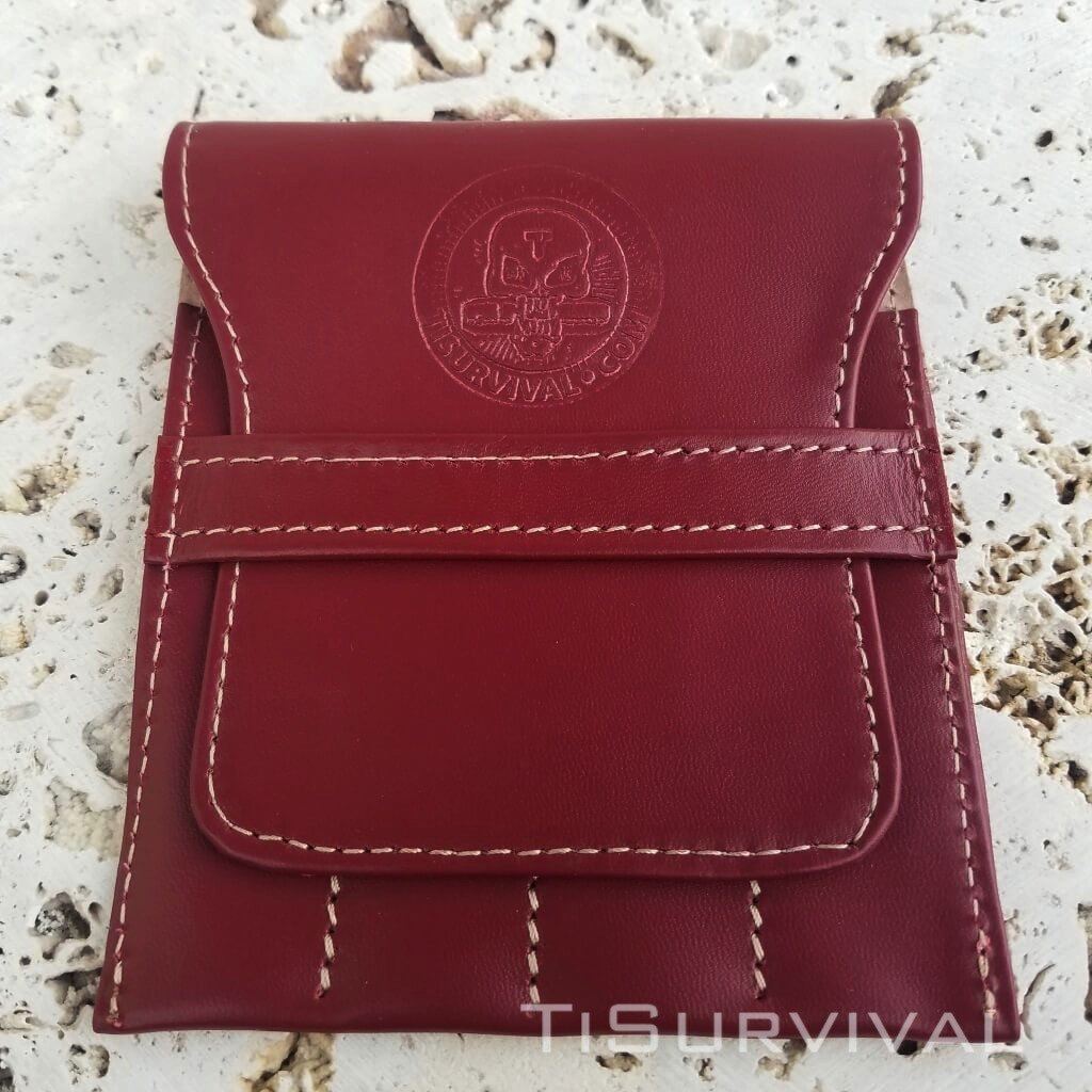 Modular Titanium Chopsticks Red Leather Sheath - Ti Survival