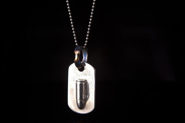 Sterling Silver 9mm Bullet Dog Tag Pendant - Ti Survival
