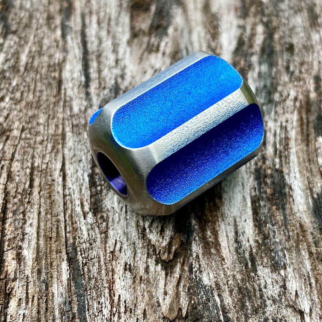 titanium slip bead with blue silver anodizing