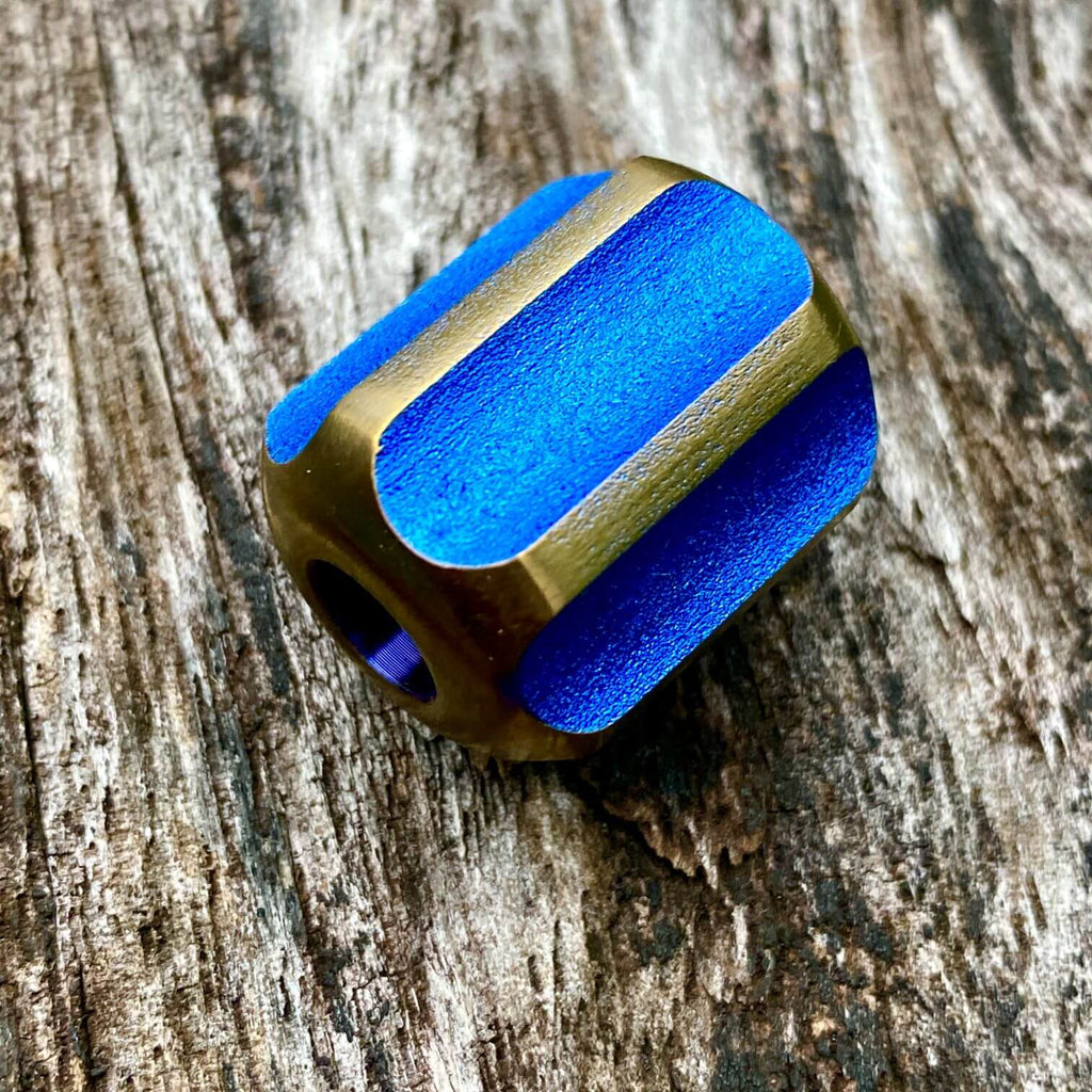 titanium slip bead with blue copper anodizing