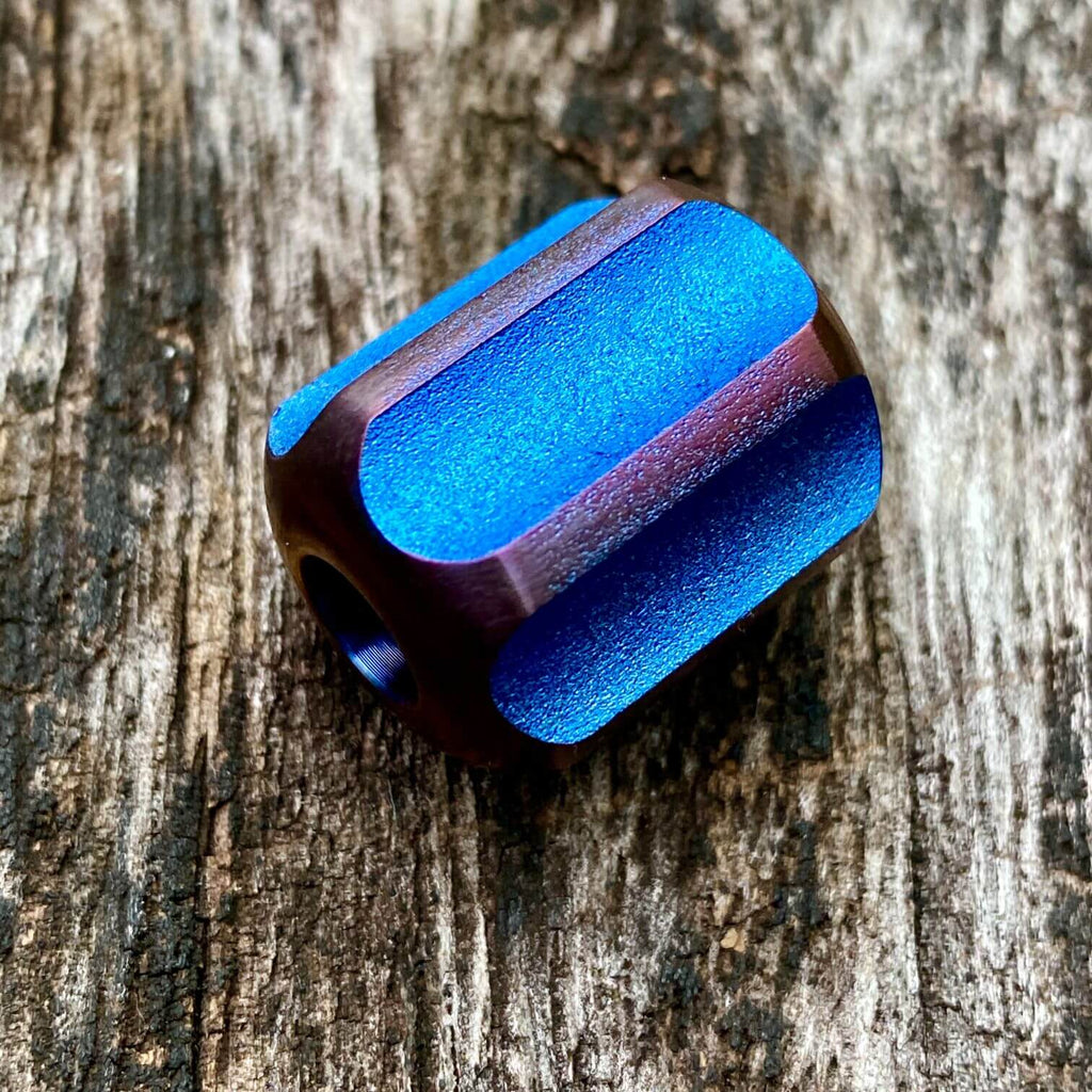 titanium slip bead with blue purple anodizing