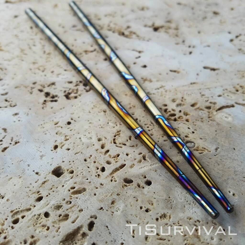Modular Titanium Chopsticks Polish Random Anodizing