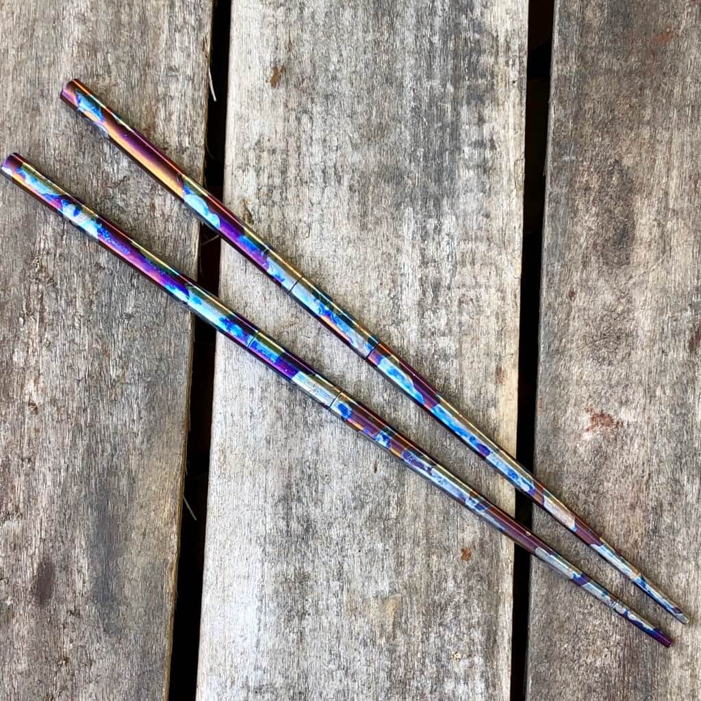 Modular Titanium Chopsticks Blue Smoke Anodizing