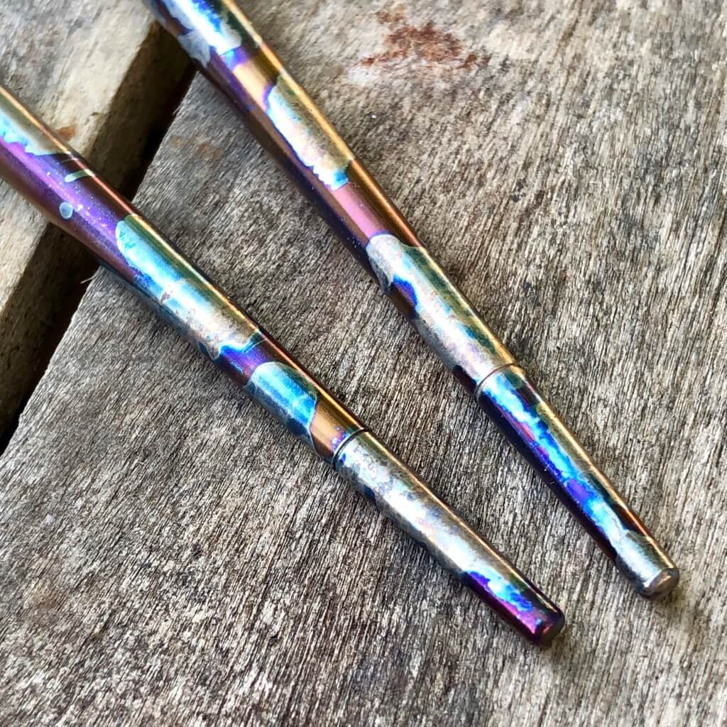Modular Titanium Chopsticks Blue Smoke Anodizing