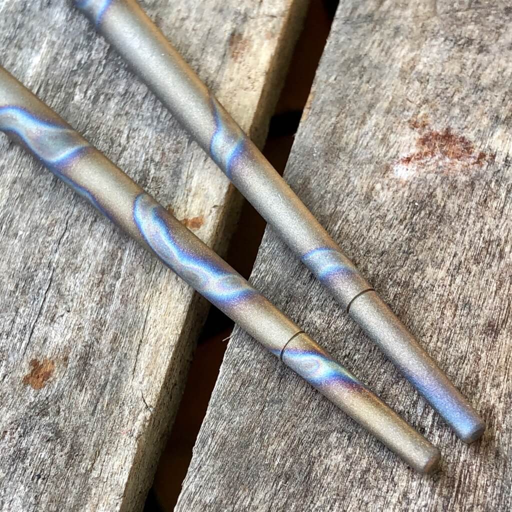 Modular Titanium Chopsticks Sandblasted Random Anodizing