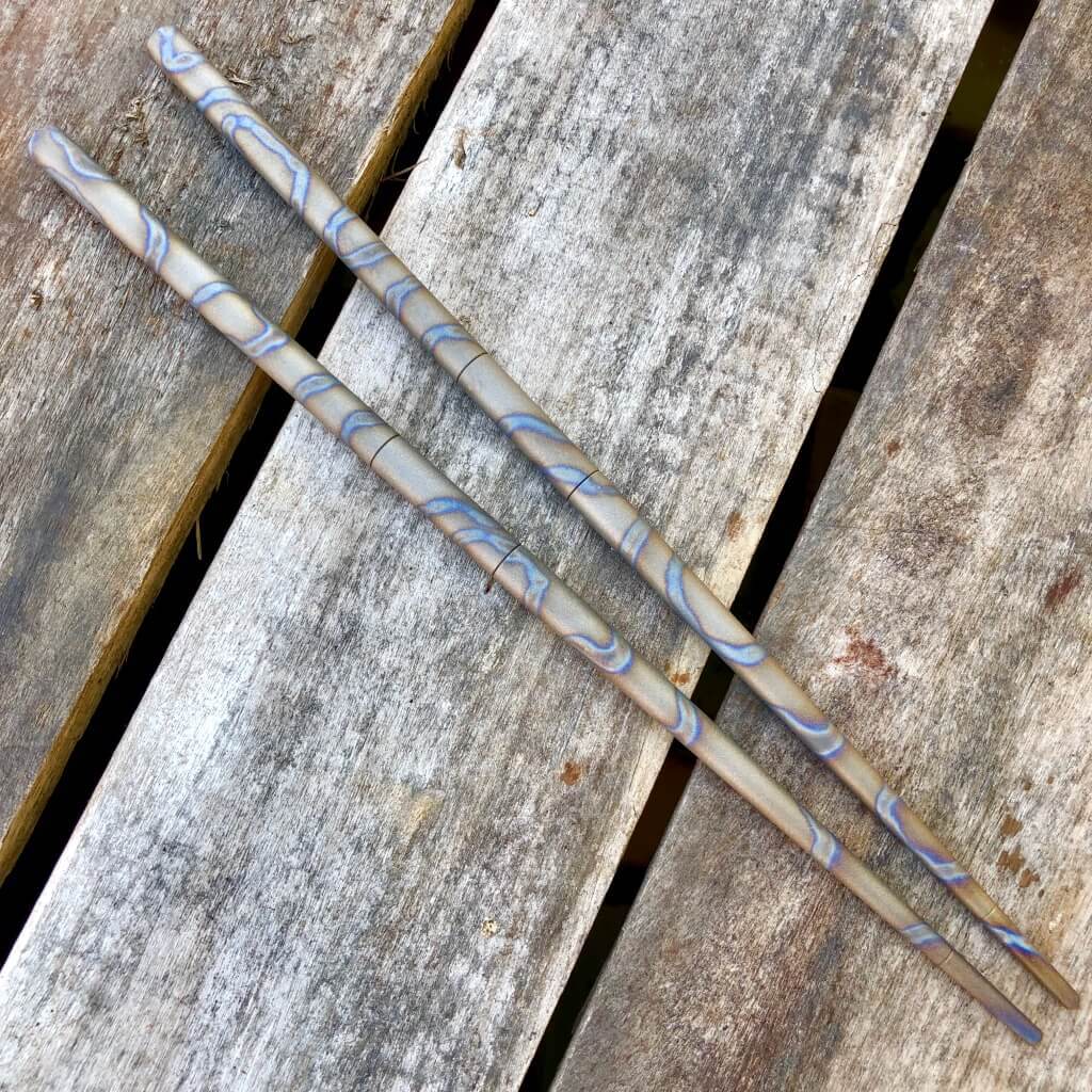 Modular Titanium Chopsticks Sandblasted Random Finish