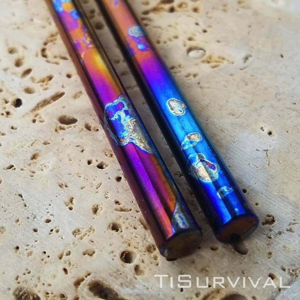 Modular Titanium Chopsticks Blue Smoke Anodizing