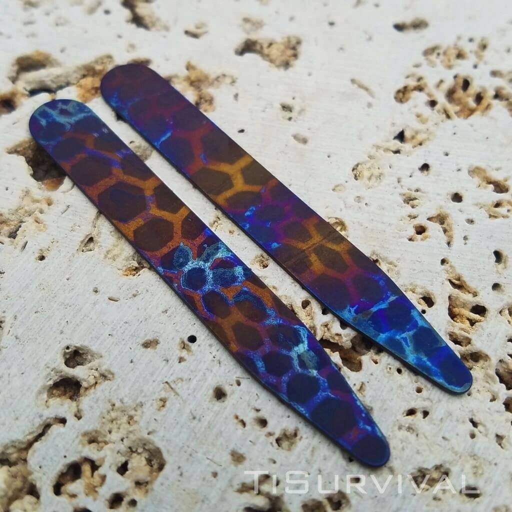 titanium collar stay blue smoke stretched net finish