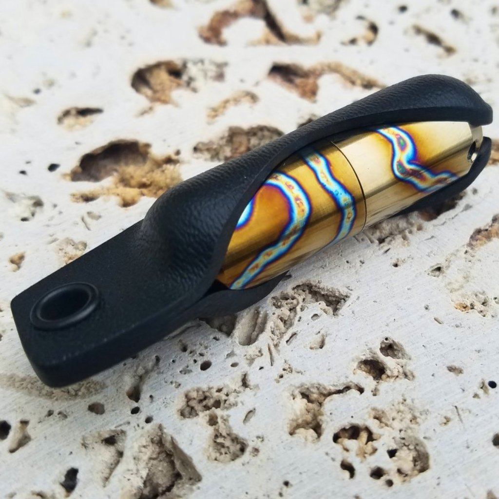 Exo Runt Titanium Lighter and Pill Fob with Kydex Sheath - Ti Survival