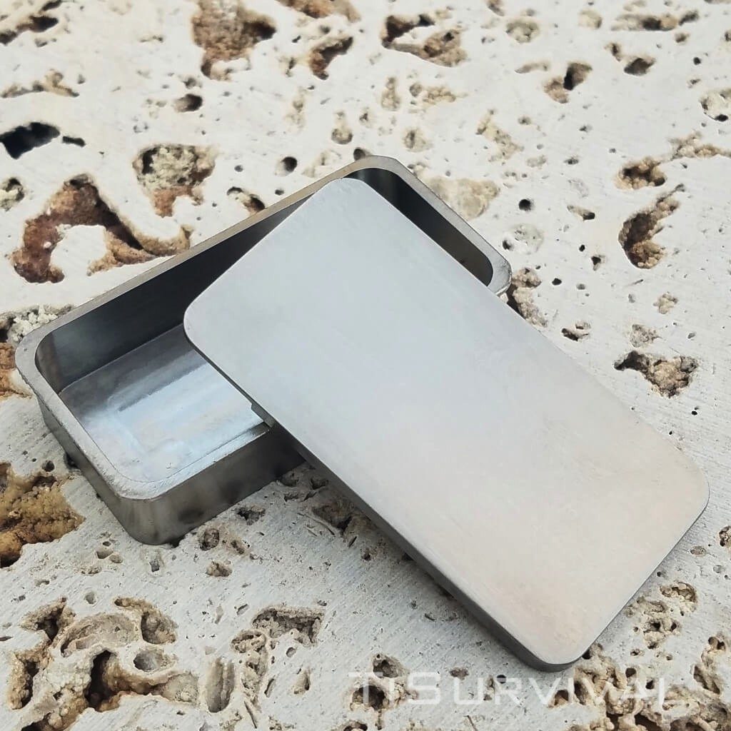 Exo Vault Titanium Storage Stash Box Plain Finish - Ti Survival