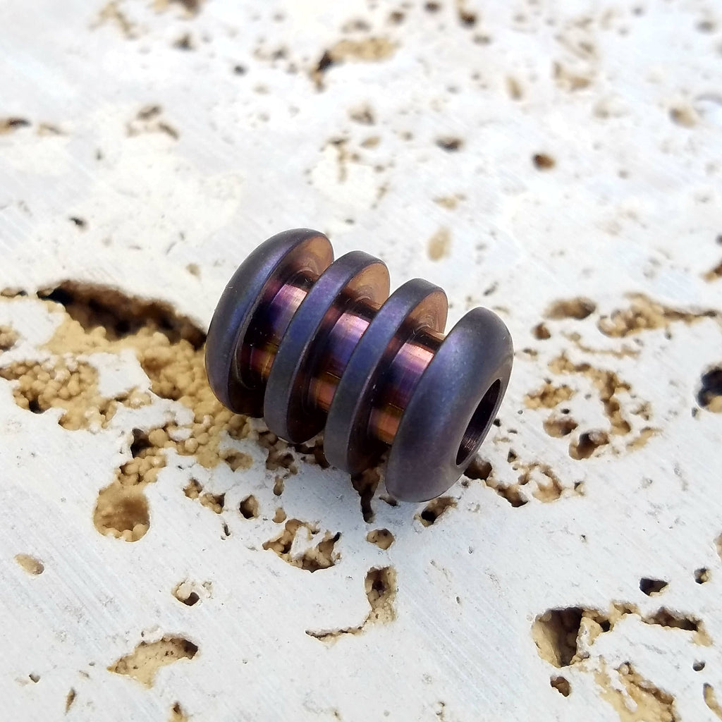 Titanium Ribbed Lanyard Beads - Ti Survival