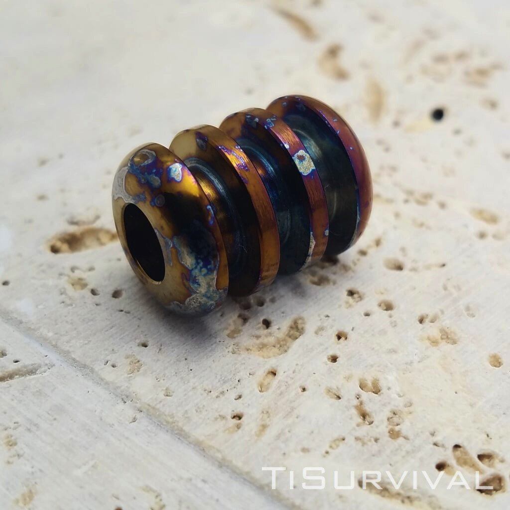 Titanium Ribbed Lanyard Beads - Ti Survival