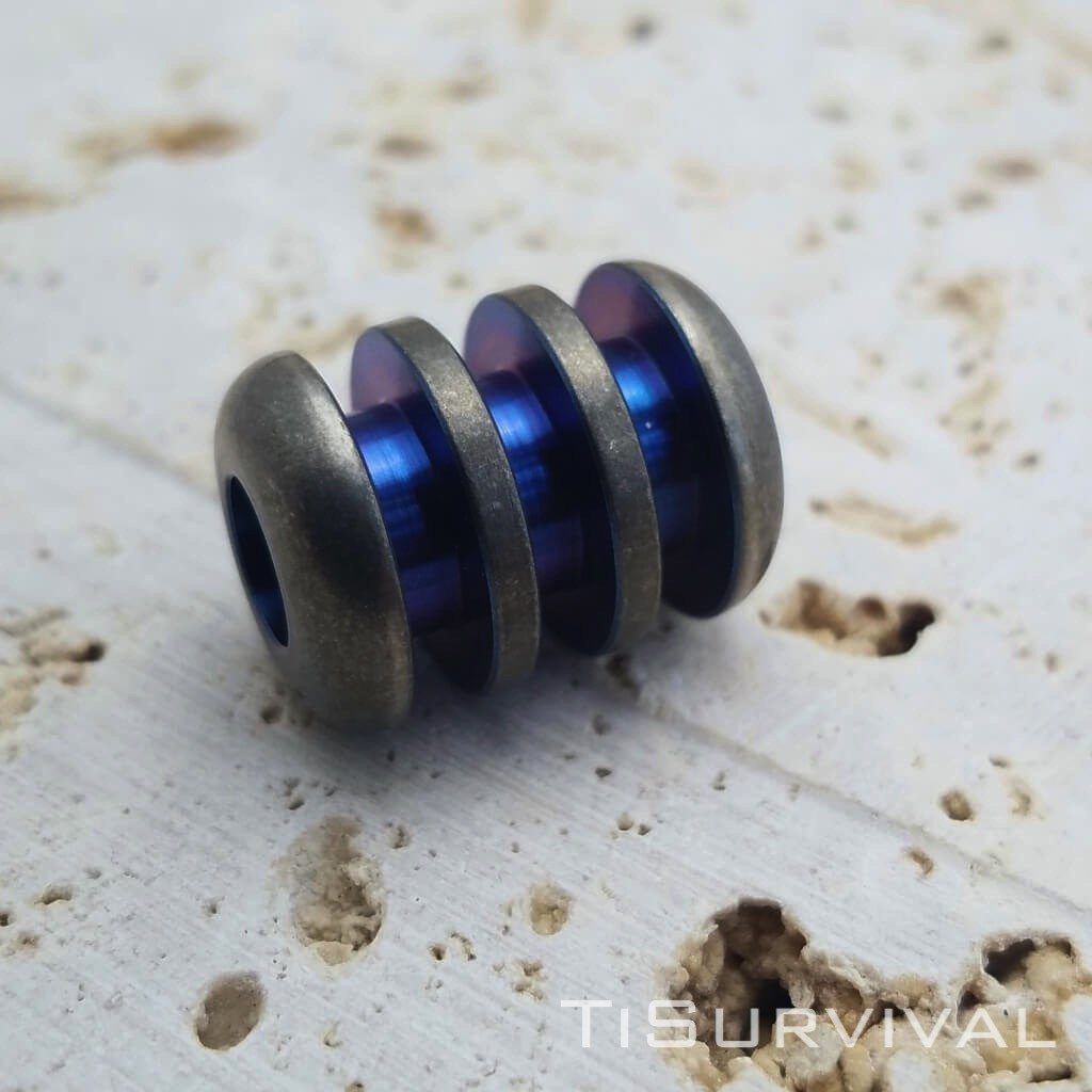Titanium Ribbed Lanyard Beads - Ti Survival