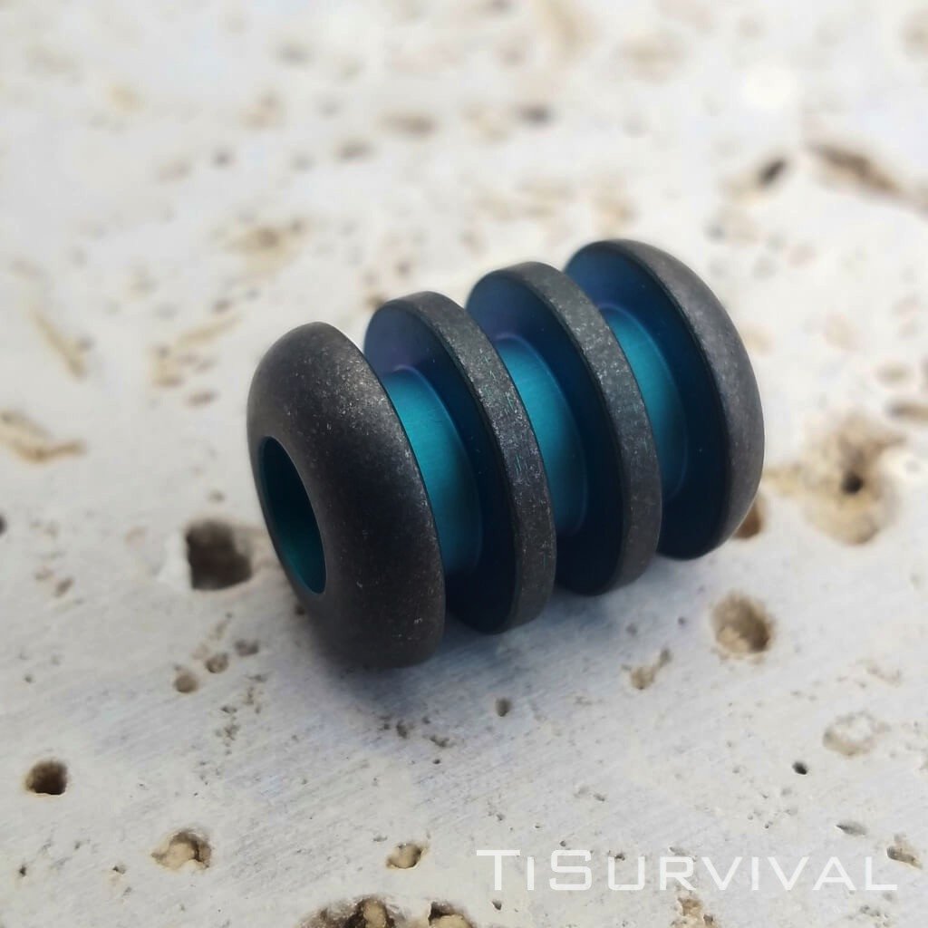 Titanium Ribbed Lanyard Beads - Ti Survival