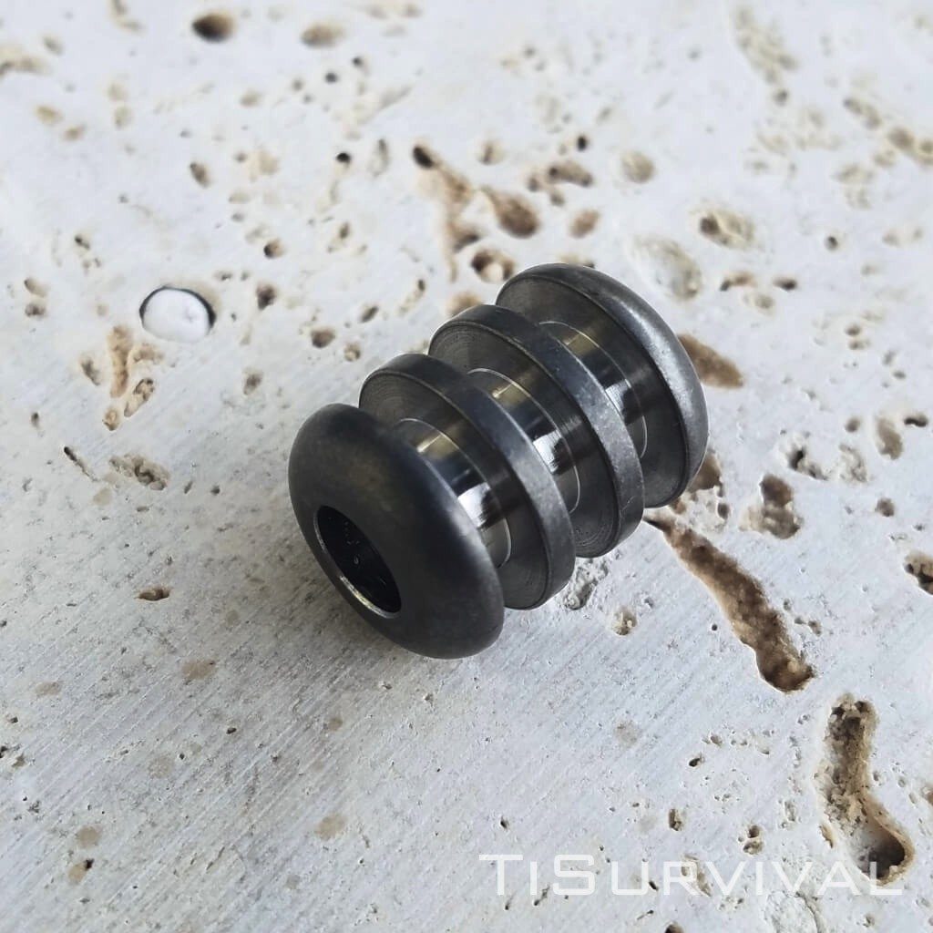 Titanium Ribbed Lanyard Beads - Ti Survival