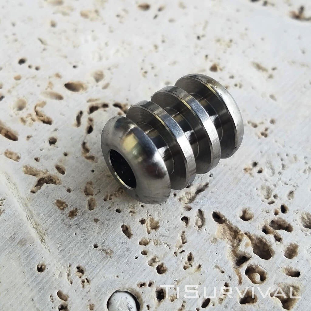 Titanium Ribbed Lanyard Beads - Ti Survival