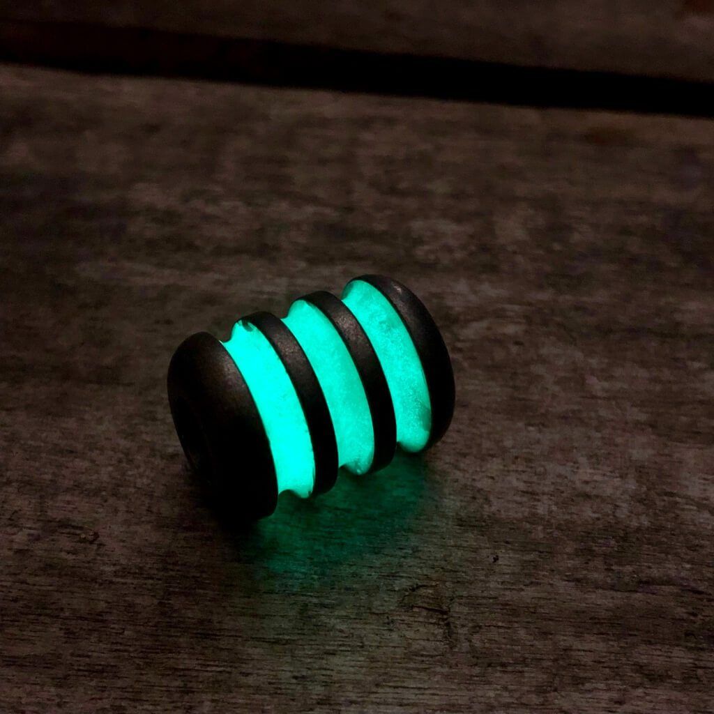 Titanium Ribbed Lanyard Bead with glow gitd - Ti Survival