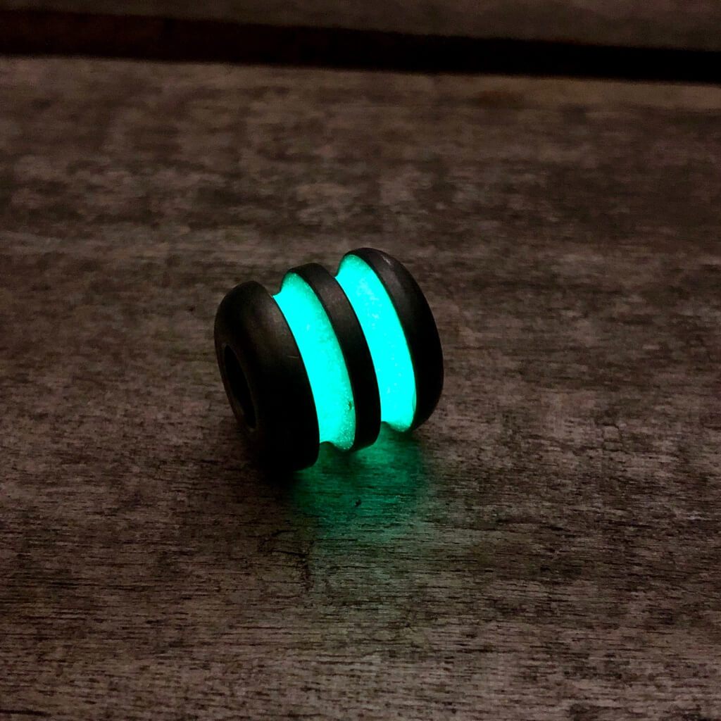 Titanium Ribbed Lanyard Bead with glow gitd - Ti Survival