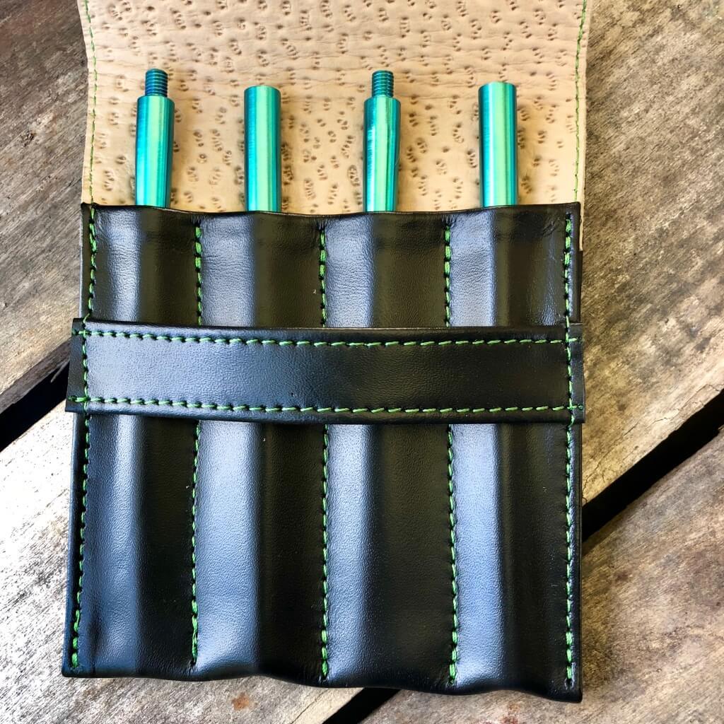 Modular Titanium Chopsticks with Leather Sheath