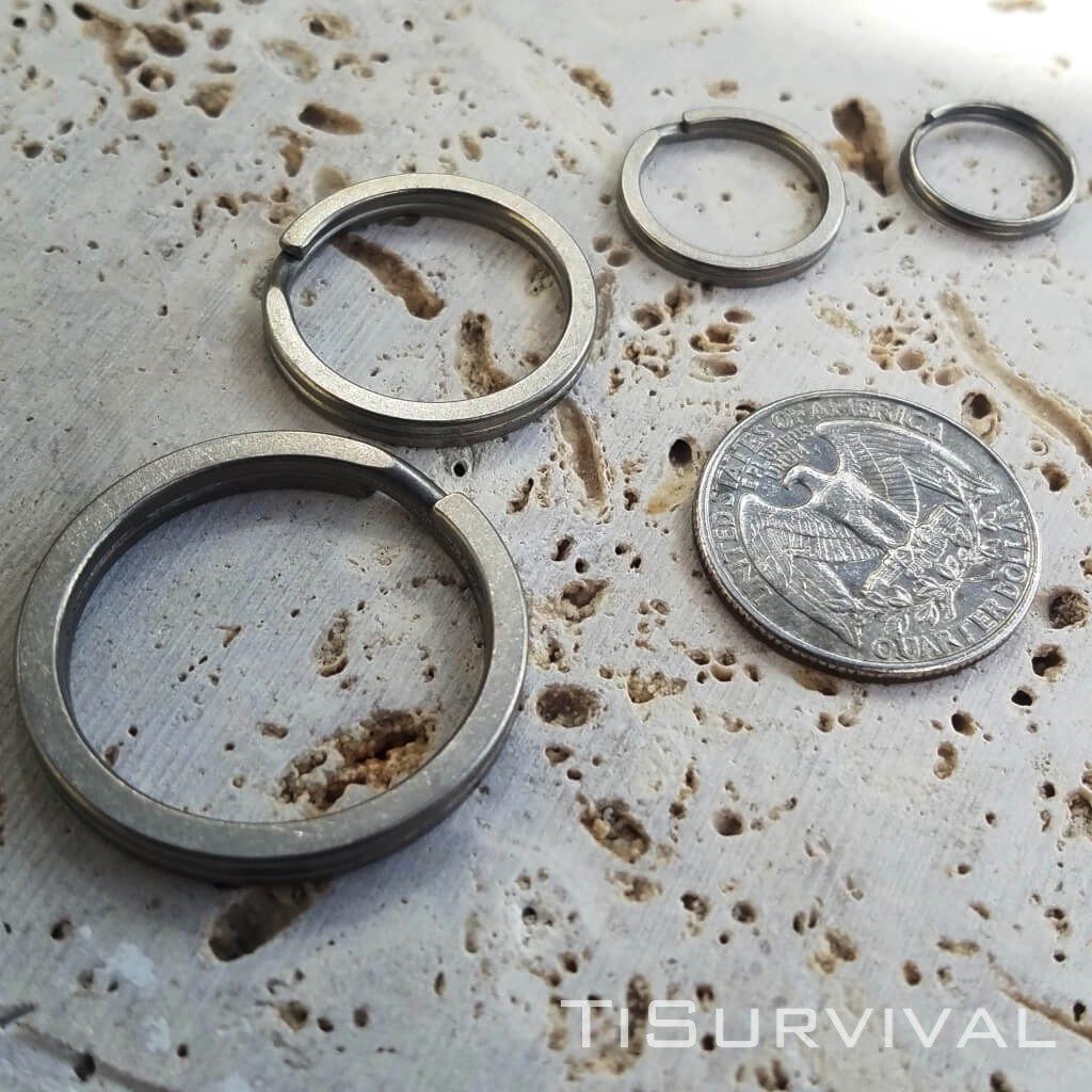 TISUR Titanium Keychain Rings, Split Side Pushing Key Rings Heavy