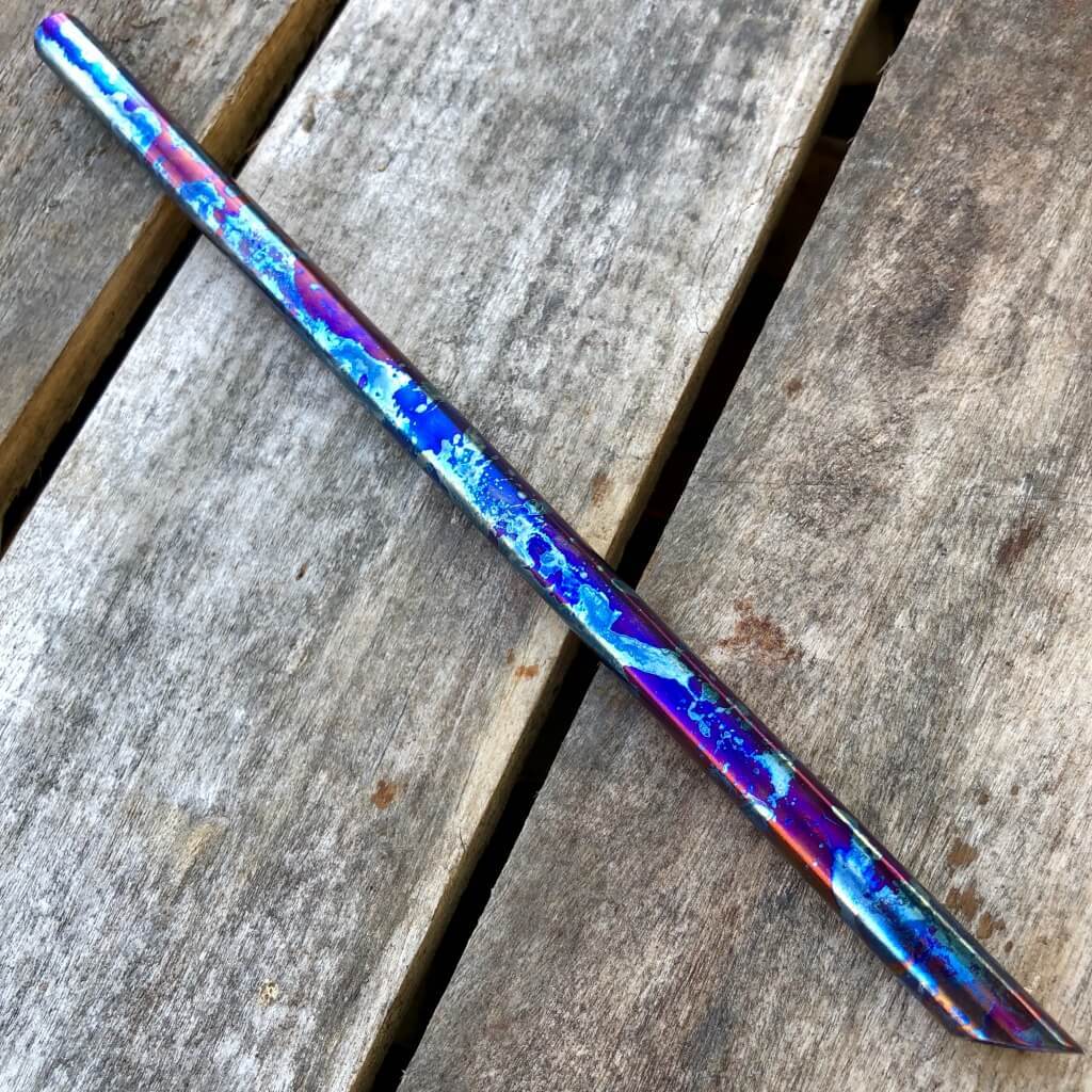 Titanium Straw Blue Smoke Anodizing Sharp Tip