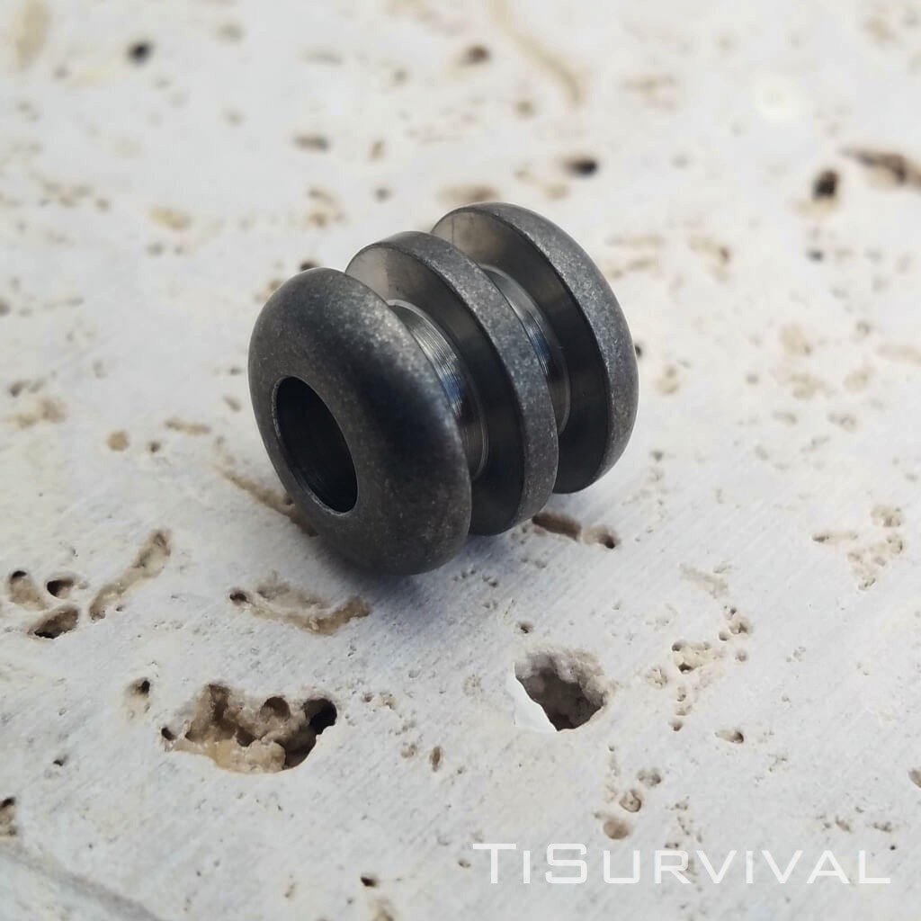 Titanium Ribbed Lanyard Beads - Ti Survival