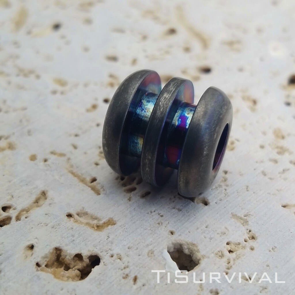 Titanium Ribbed Lanyard Beads - Ti Survival