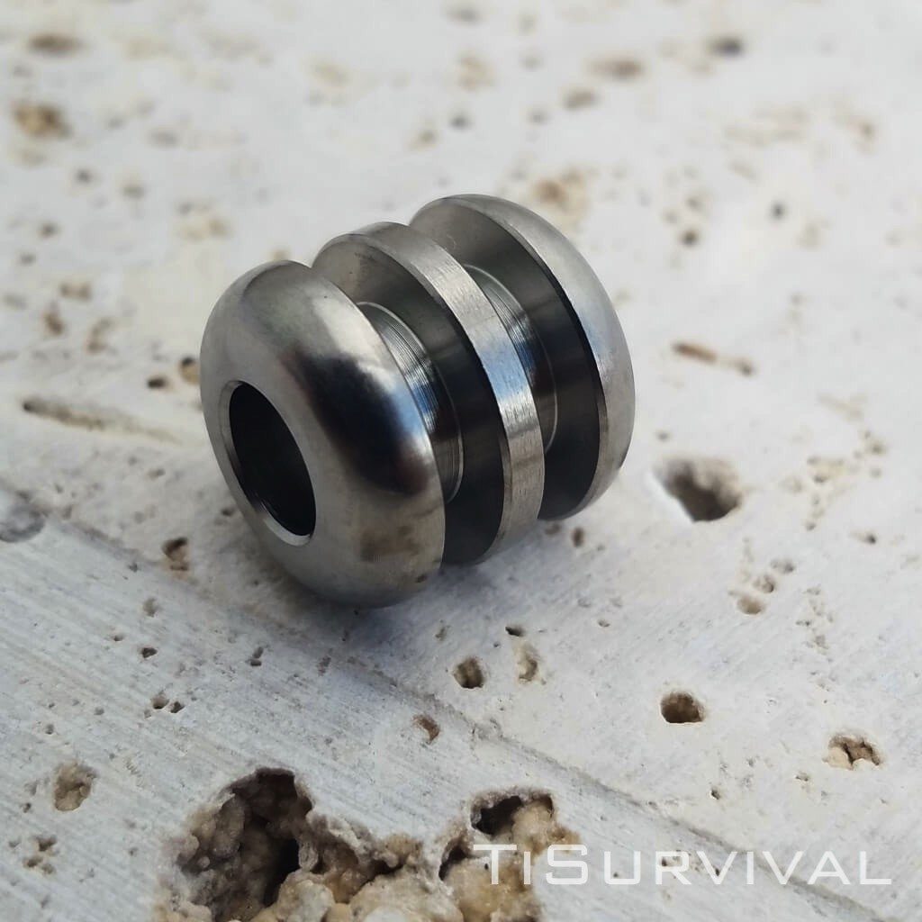 Titanium Ribbed Lanyard Beads - Ti Survival