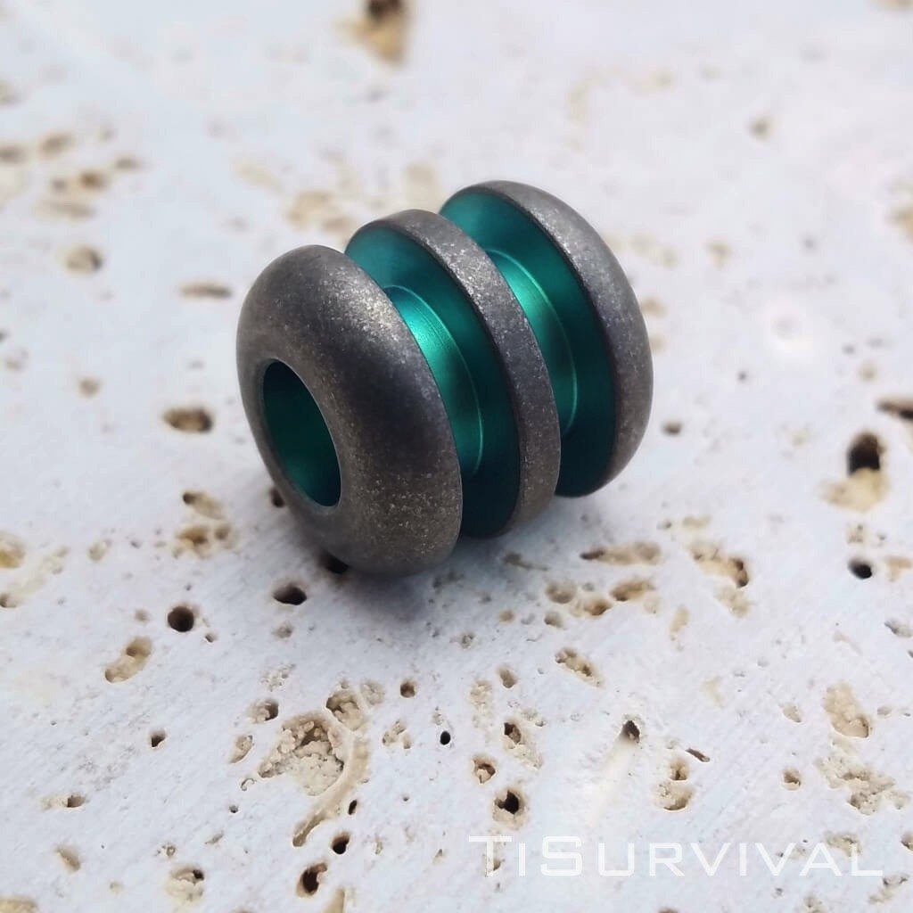 Titanium Ribbed Lanyard Beads - Ti Survival