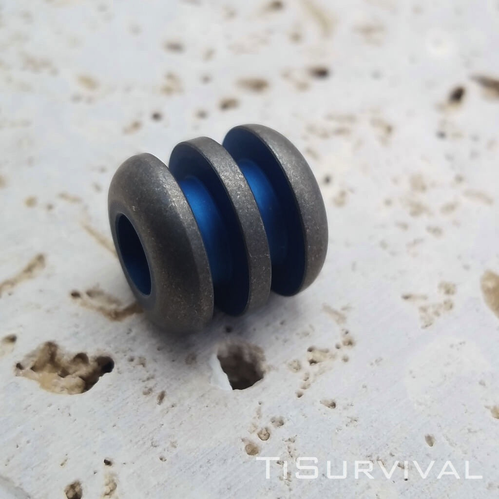 Titanium Ribbed Lanyard Beads - Ti Survival