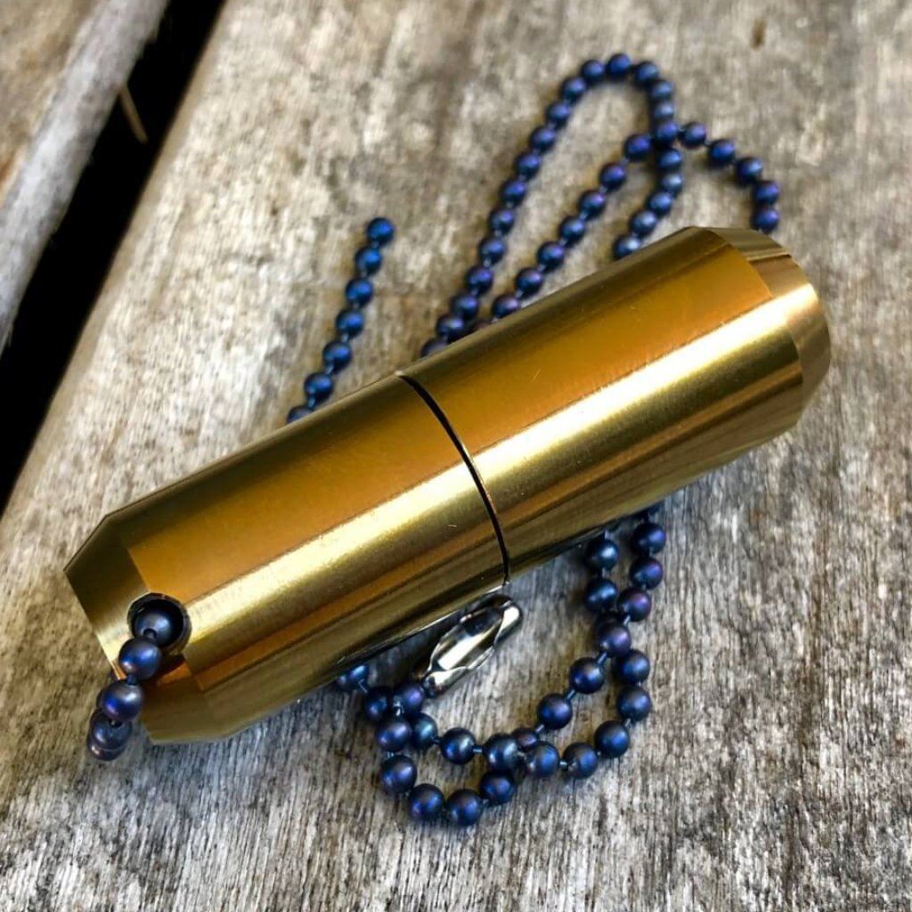 Exo Runt Titanium Lighter and Pill Fob and Beaded Chain - Ti Survival