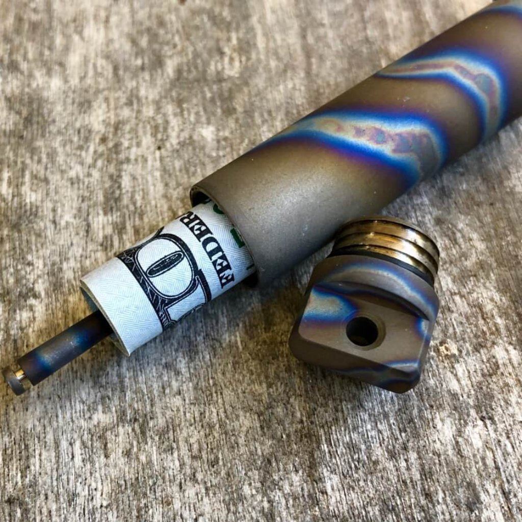 Exo Vial Titanium Waterproof Storage Capsule Pill Fob - Ti Survival