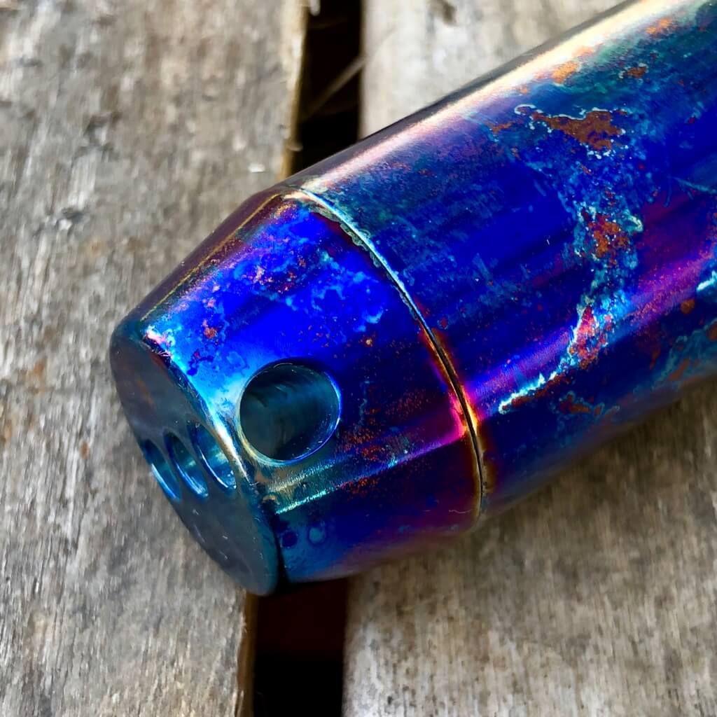 Exo Tube Titanium Waterproof Storage Capsule Blue Smoke Anodizing - Ti Survival