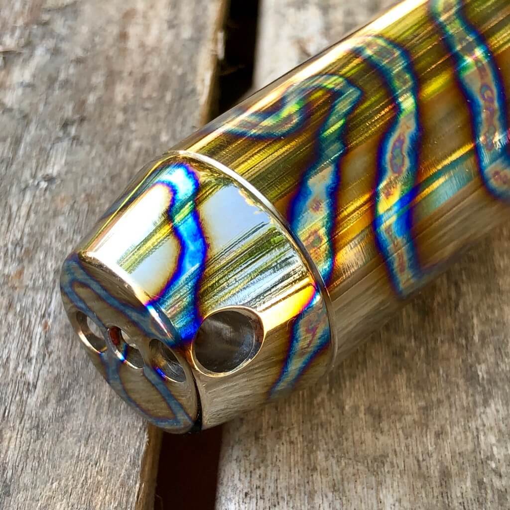 Exo Tube Titanium Waterproof Storage Capsule Polished Random Anodizing - Ti Survival