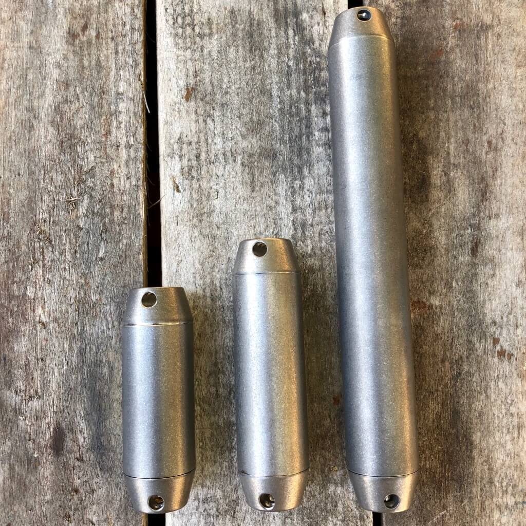 Exo Tube Titanium Waterproof Storage Capsule size comparison - Ti Survival