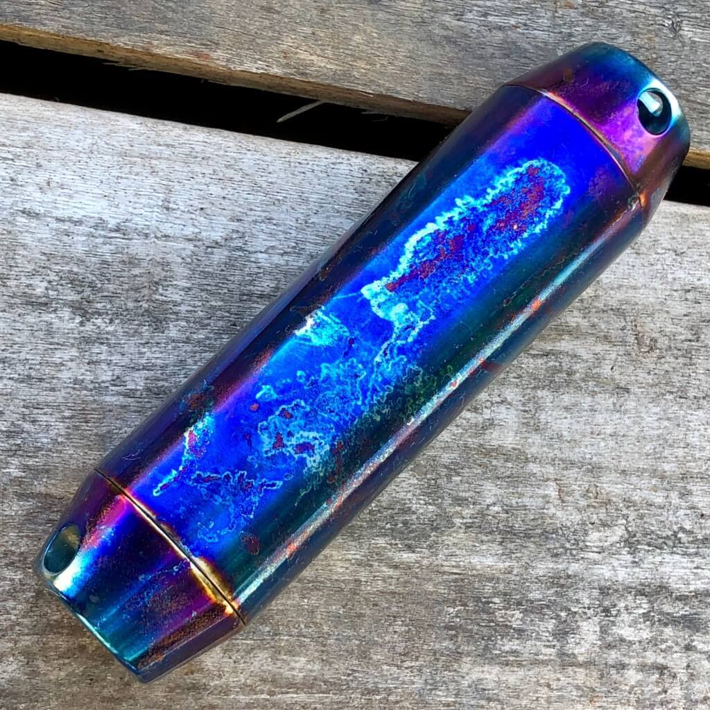 Exo Tube Titanium Waterproof Storage Capsule Blue Smoke Anodizing - Ti Survival